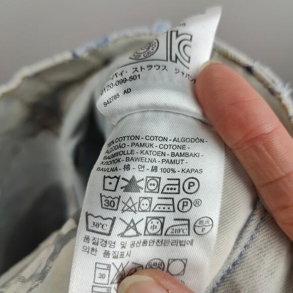 Levis Vintage Clothing Patchwork Jeans Womens 27 Light Wash Moon Tapered - Picture 11 of 13